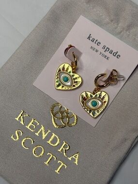 kate spade Gold Heart Evil Eye Drop Earrings - Turquoise Accents
